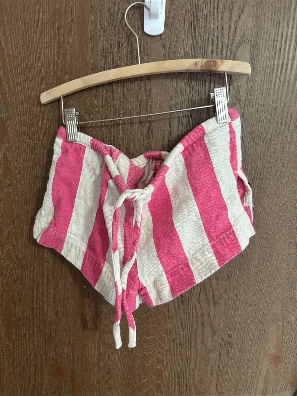 Free People Pink and White Striped Tie-Waist Shorts
